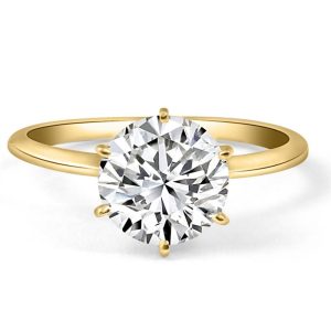 Zertifizierter Solitär-Verlobungsring aus 14-karätigem Gelbgold mit laborgezüchtetem Diamanten – 2 ct, E/VVS2