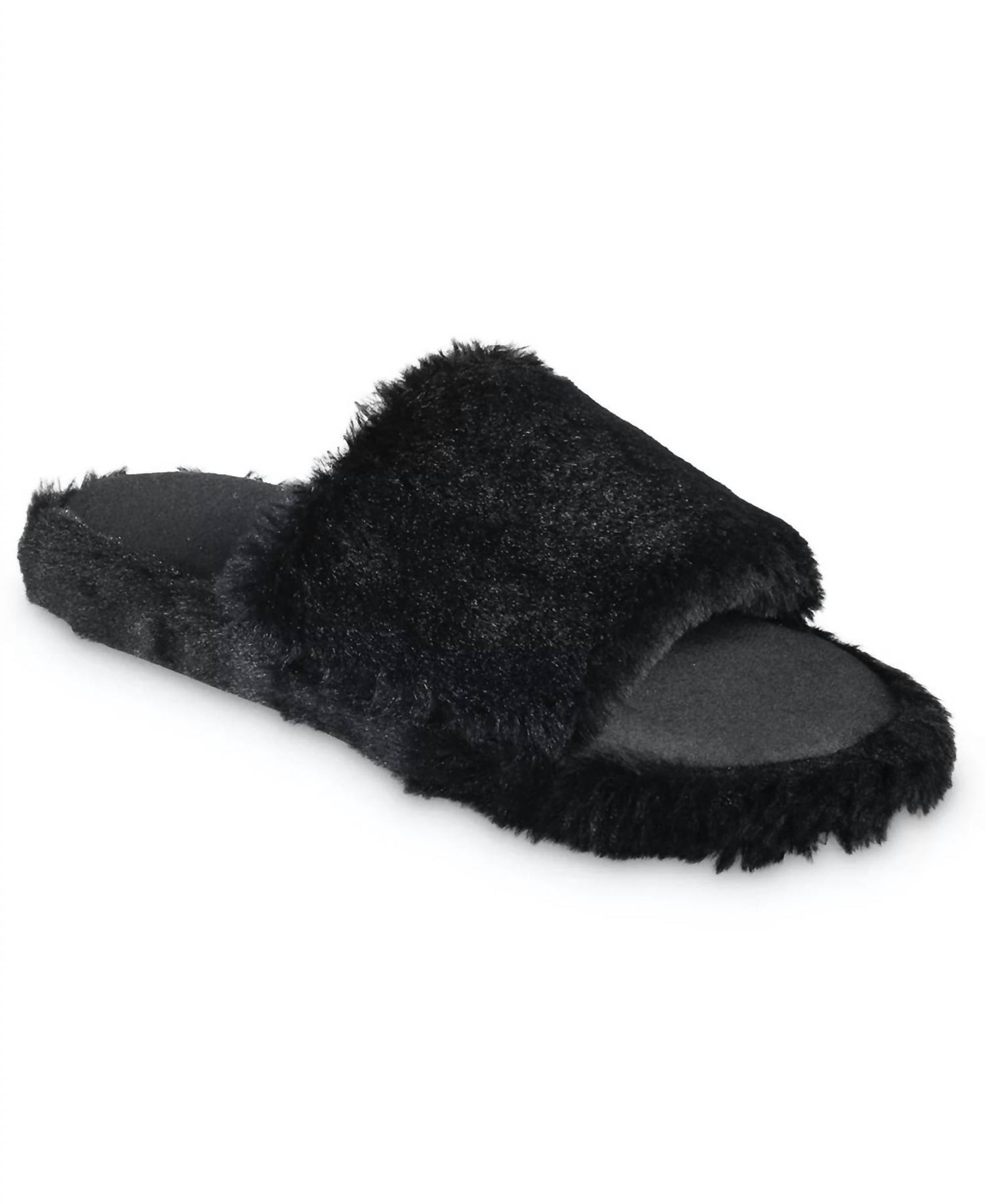 Tabby 7733633744956 Hausschuh – Kunstfell, Damen, Satin, Schwarz