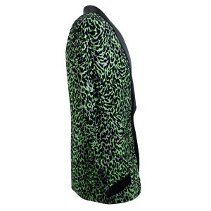 Neongrüne und graue Anzugjacke mit Tierfell-Print