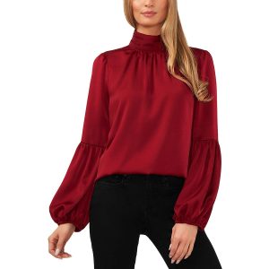 Satinbluse mit Stehkragen