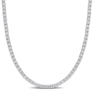 Mimi & Max 12 1/2ct DEW Tennis Halskette – synthetischer Moissanit, Sterlingsilber