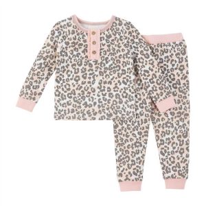 Mädchen-Schlafanzug mit Leopardenmuster – Rosa
