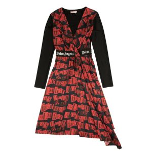 Rotes Midikleid mit Ransom-Print