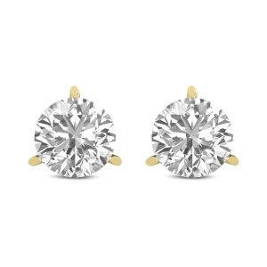 Diana M Lab 1.50ct TW 14KT Ohrring – Martini-Ohrstecker mit drei Krappen, Gelbgold