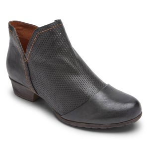 Gratasha Damen-Stiefel mit V-Ausschnitt in Schwarz