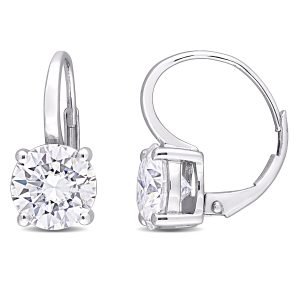 Mimi & Max Ohrringe mit Klappbügel aus 14-karätigem Weißgold mit synthetischem Moissanit – 4 ct DEW