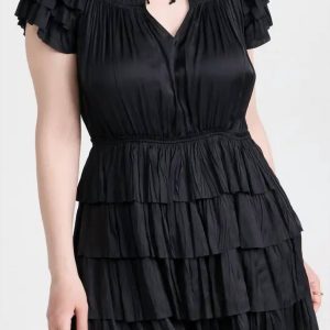 Vesna Minikleid – Falten, Schwarz