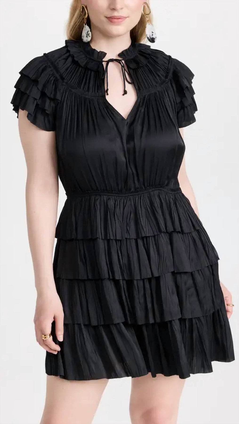 Vesna Minikleid – Falten, Schwarz