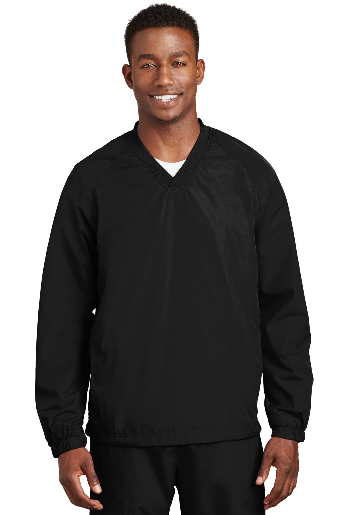 Sport-Tek Herren-Windshirt mit V-Ausschnitt und Raglanärmeln