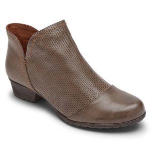 Gratasha Damen-Stiefel mit V-Ausschnitt in Taupe