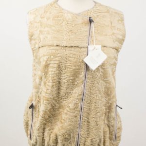 Gelbe wendbare Jacke/Weste aus Astrachanpelz