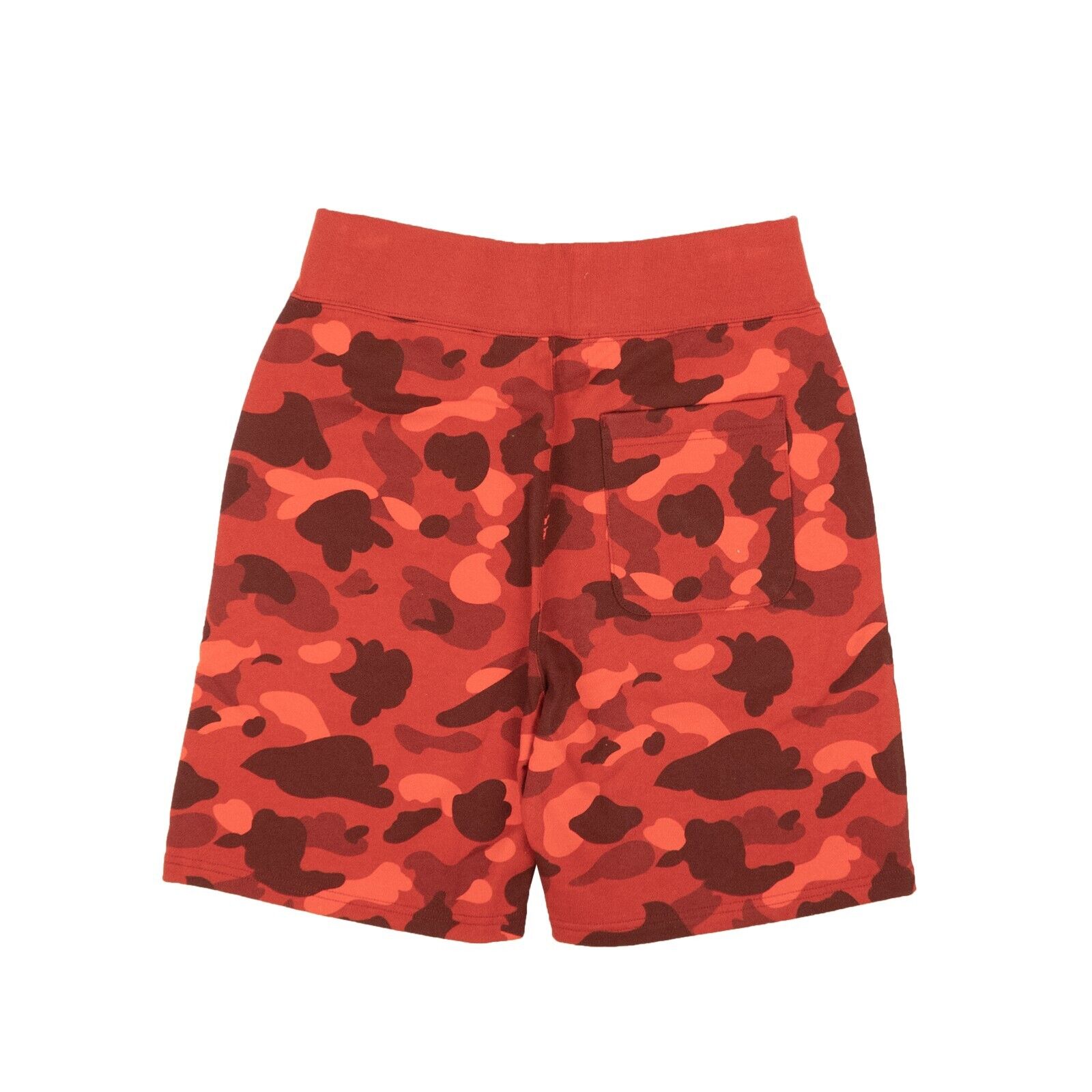 Rote Baumwoll-Sweatshorts mit farbigem Camouflage-Muster
