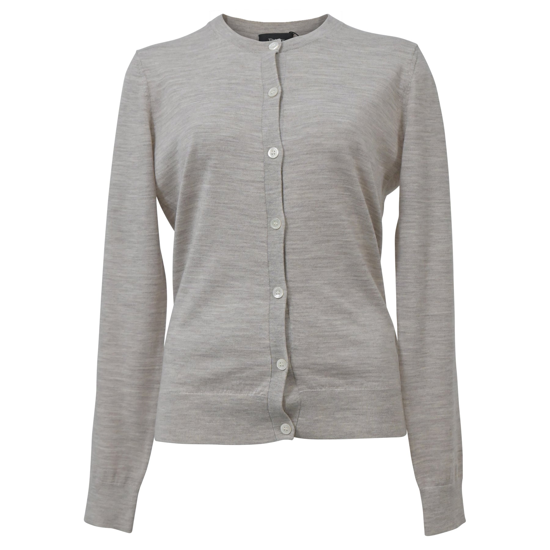 Theory Regal Strickjacke aus beiger Wolle mit Knöpfen – 7748643684412