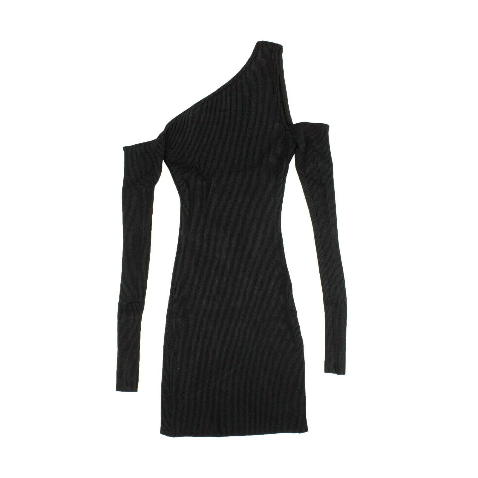 Schwarzes schulterfreies Damen-Strickkleid