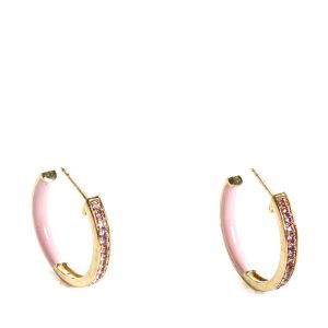 Rarities Damen-Ohrstecker mit rosa Emaille und Amethyst aus vergoldetem Sterlingsilber