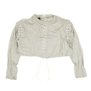 Unravel Project verkürztes Langarm-T-Shirt mit Spitze in Grau