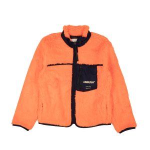 Orangefarbene New Fleecejacke aus Acryl mit Logo