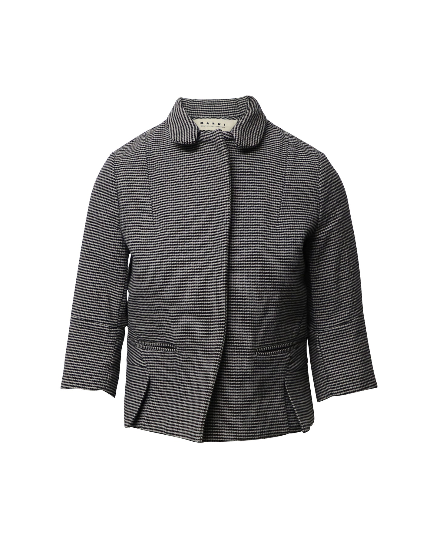 Marni Jacke – Hahnentrittmuster, kurz, Schwarz, Wolle