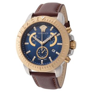 Versace Herren-Quarzuhr in Braun, 45 mm