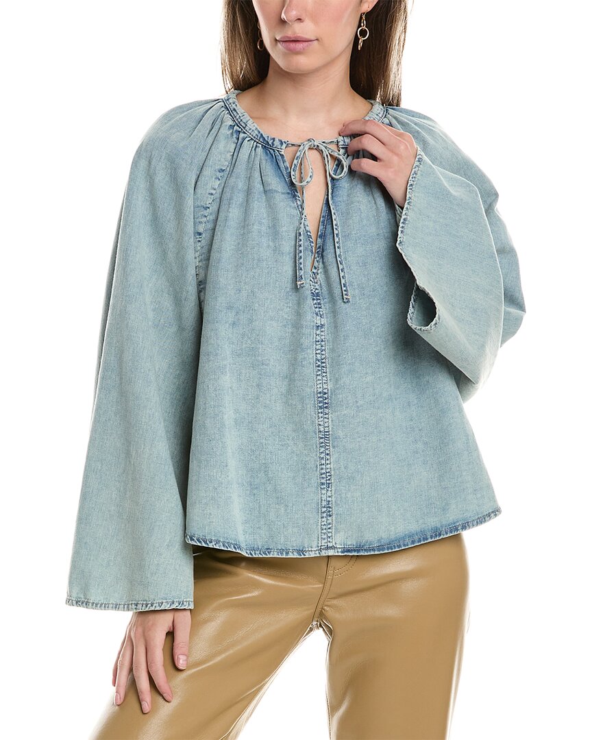 FRAME Denim geraffte Bluse aus Leinenmischung