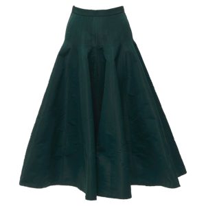 Alexander McQueen ausgestellter Taft-Midirock mit Steppnähten und Einsätzen