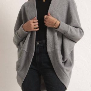 Commuter Strickjacke – Fleece, Grau
