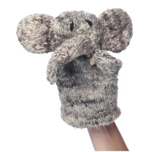 Handpuppe aus gestrickter Bio-Wolle – Elliot der Elefant