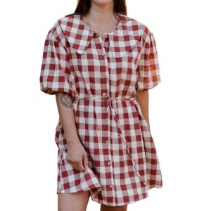 Olive Kleid in Ruby Plaid