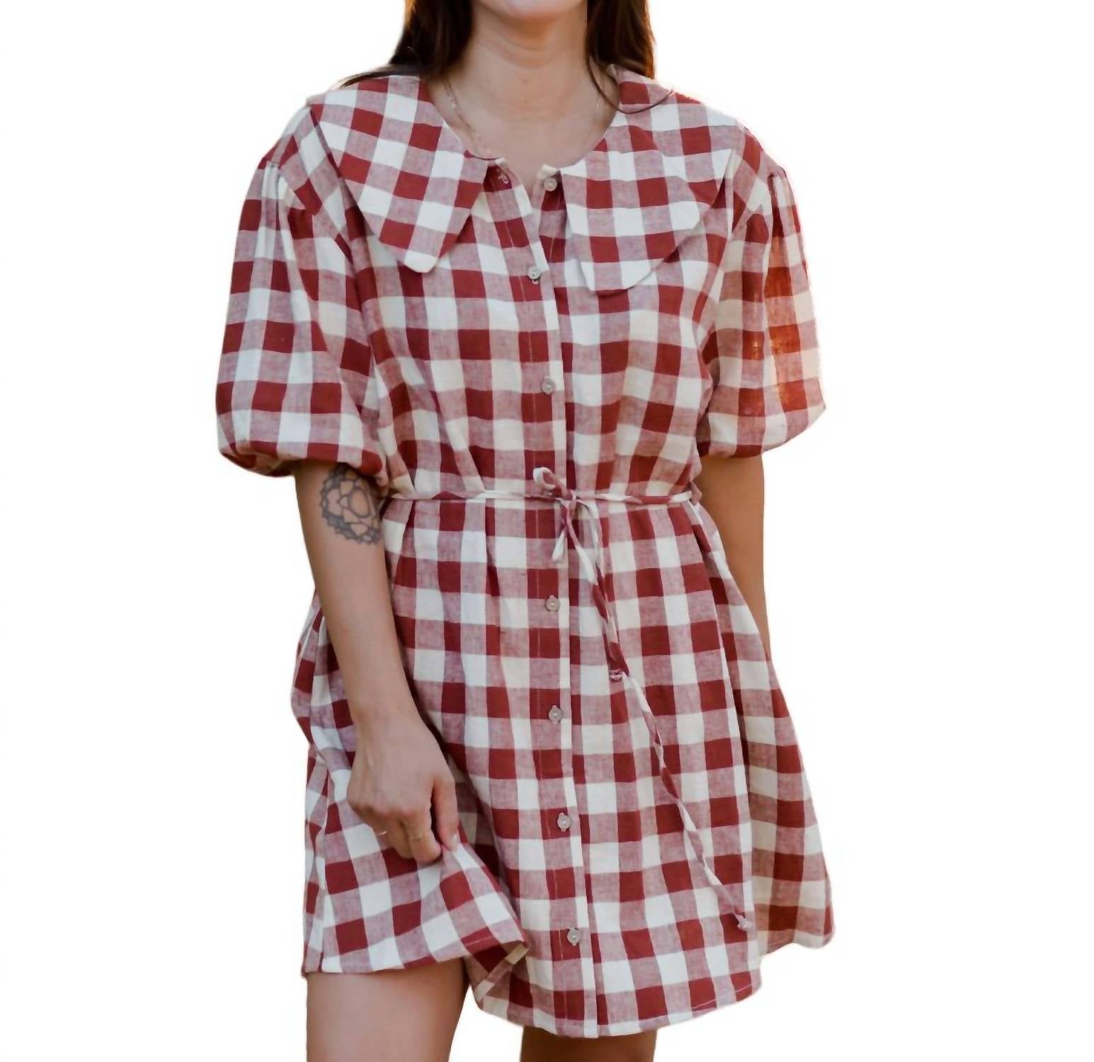 Olive Kleid in Ruby Plaid