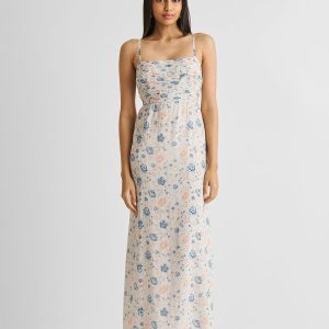 Midikleid mit gekreuztem Rücken und Lochstickerei