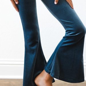 Schlaghose aus Samt – Denimblau