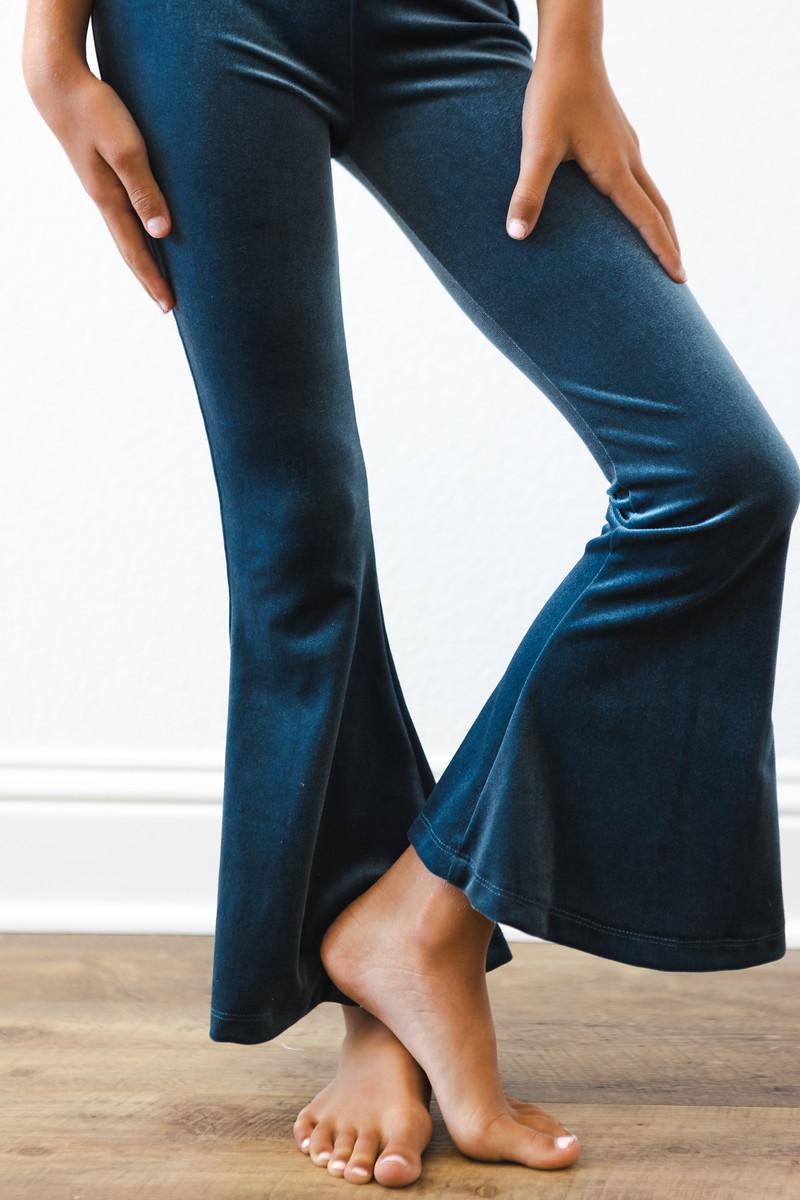 Schlaghose aus Samt – Denimblau
