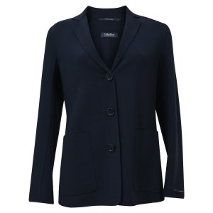 ‘S Max Mara Cucito Amano einreihige Jacke aus marineblauer Wolle – 7748638244924