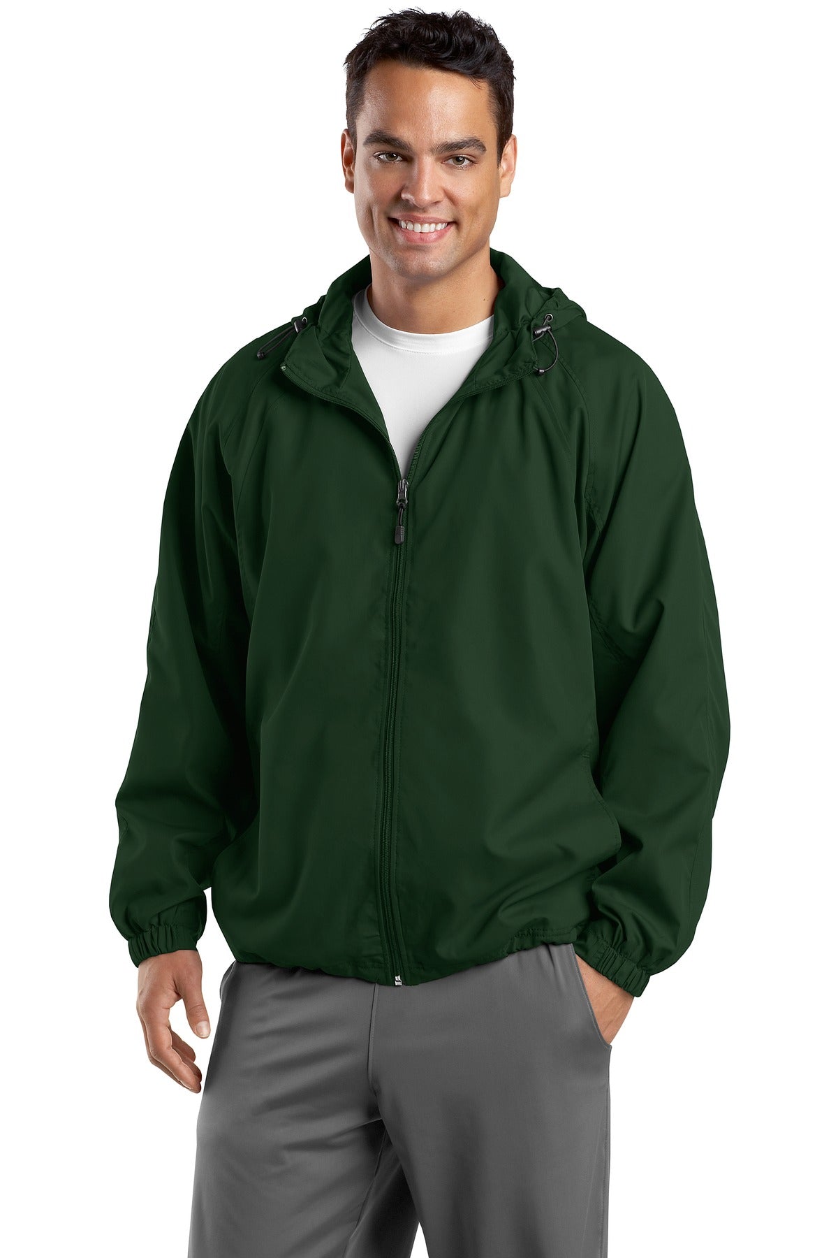 Sport-Tek Jacke – Raglanärmel, Kapuze, Herren, Langgröße