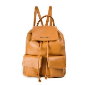 Rucksack aus genarbtem Leder in Cappuccino
