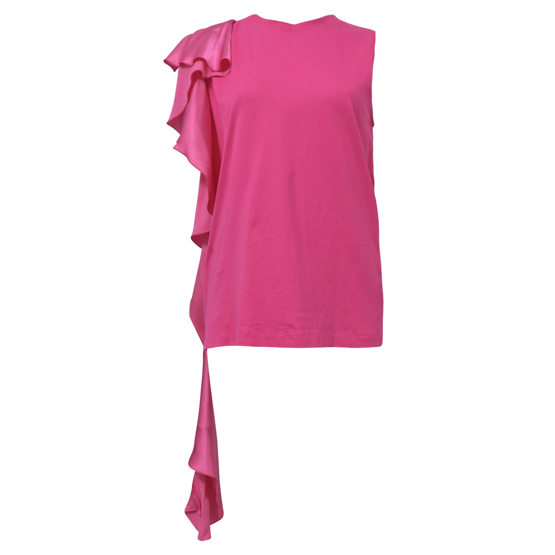 MSGM ärmelloses Oberteil aus rosa Baumwolle mit Rüschendetail – 7748628742204