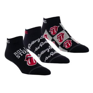 Rolling Stones Collegiate Tongues Unisex-Füßlinge im 3er-Pack – Schwarz