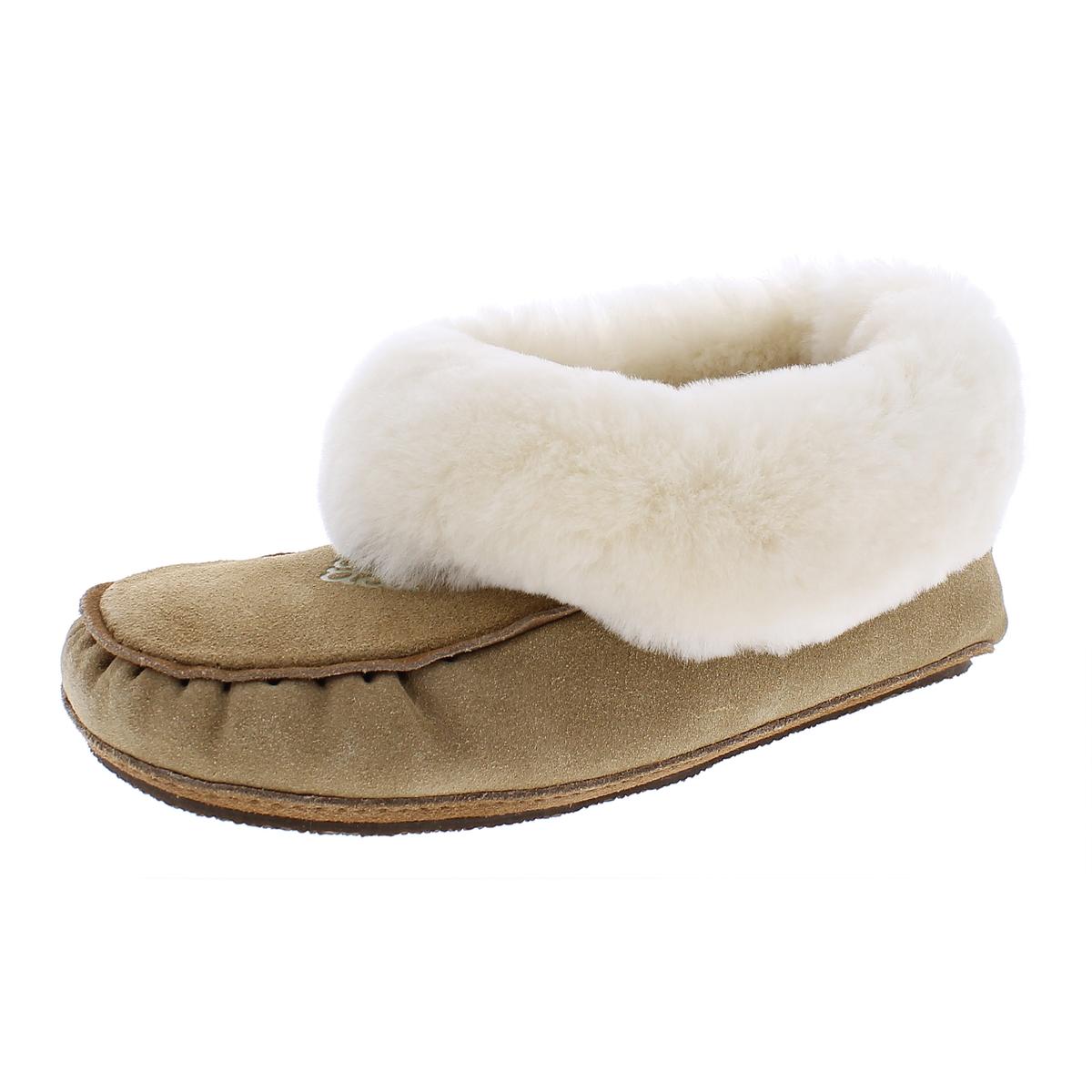 Navajo Moccasin Hausschuhe – Lammfellfutter, Veloursleder