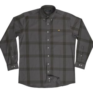 Trussville elegantes Herrenhemd mit Fensterkaromuster – Midnight Gray/Dark Olive