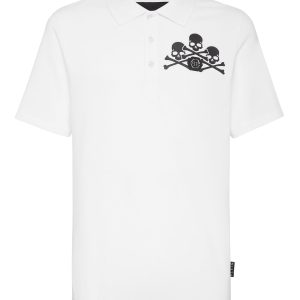 Kurzarm-Poloshirt, Totenkopfmotiv