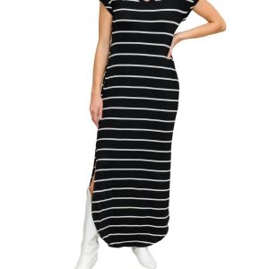 7732515635260 Maxikleid – gestreift, Schwarz