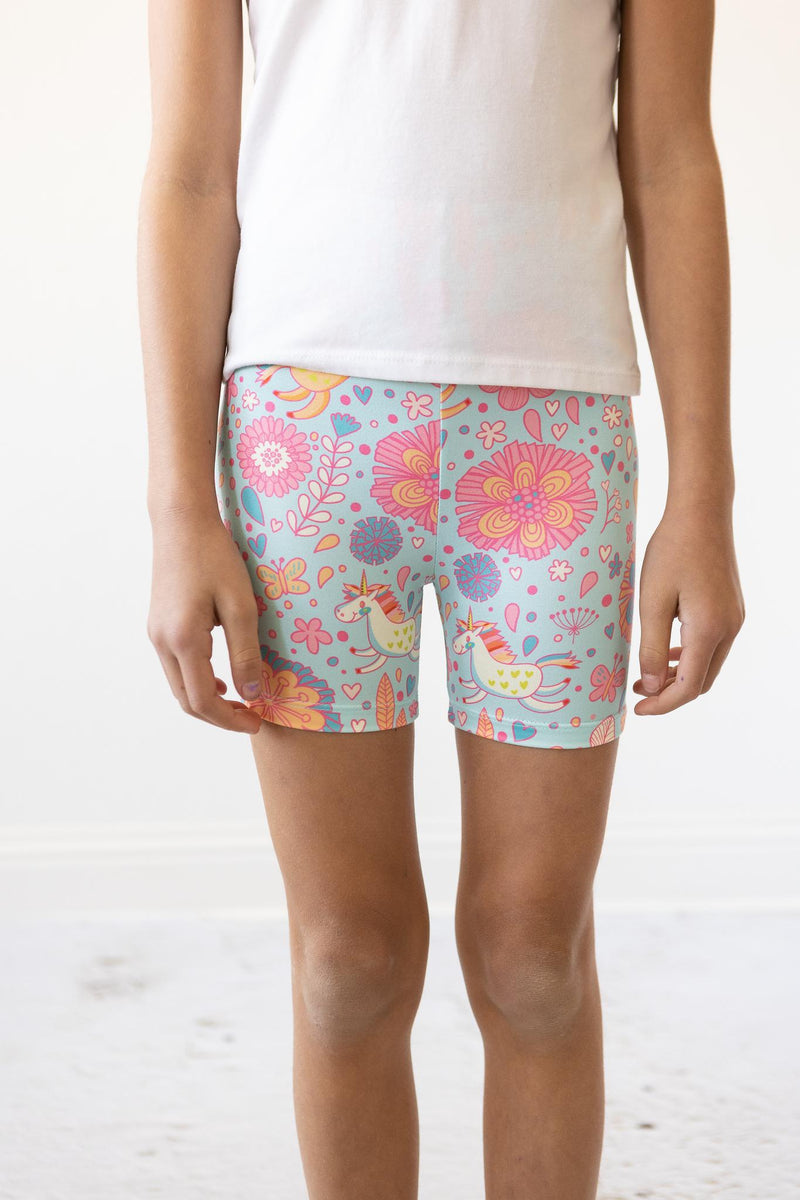 Retro Unicorns Twirl Shorts – Blau