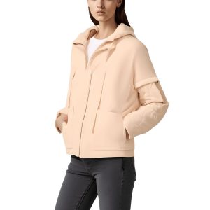 Kapuzenjacke im Materialmix mit Reißverschluss