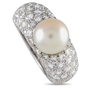 Cartier Juliette Ring mit Diamanten und Perle aus 18 K Weißgold, 3 ct – CA11-051424