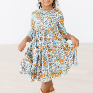 Vintage Vibes 3/4 Kleid mit schwingendem Rock – Taschen
