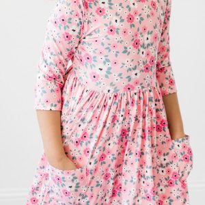 Azalea Kleid mit schwingendem Rock – 3/4-Ärmel, Taschen