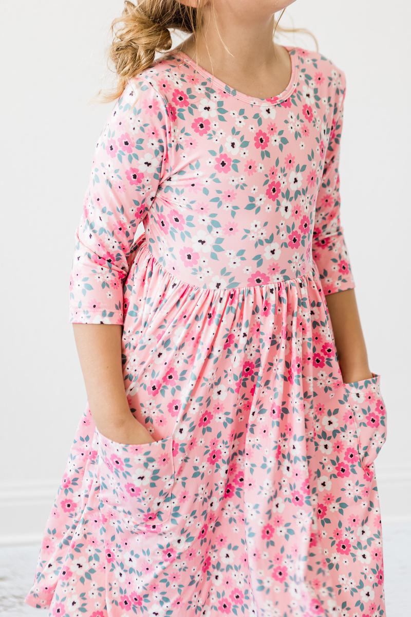 Azalea Kleid mit schwingendem Rock – 3/4-Ärmel, Taschen