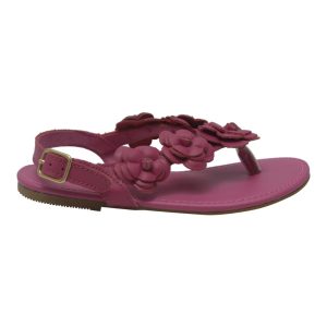 Mädchen-Zehentrenner-Sandalen mit Blütenverzierung und Schnalle – Fuchsia, Größen 11–4