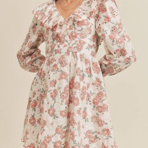 Fiona Minikleid mit Blumenmuster und Bindeband hinten – Mehrfarbig