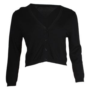 Max Mara Weekend verkürzte Strickjacke aus schwarzer Viskose – 7748642701372